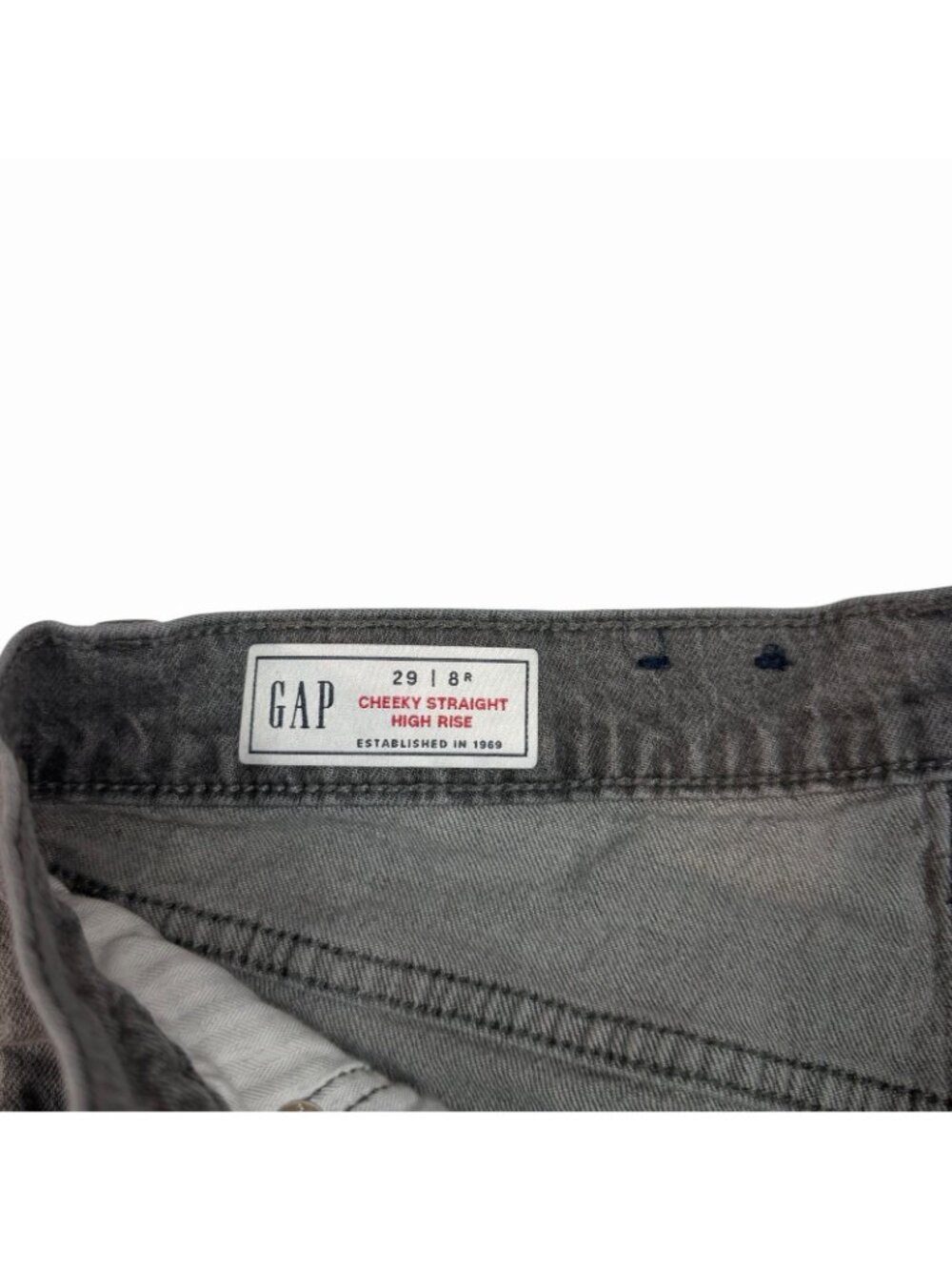 GAP Cheeky Straight High Rise Jeans Size 8/29 Button Fly Sky Gray Raw Hem 753446 - Picture 6 of 10
